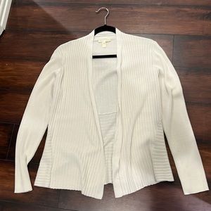 Eileen Fisher ecru ivory cardigan sweater silk organic cotton